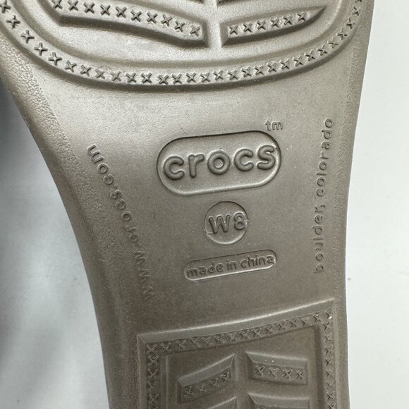 Crocs Patricia Sandals 10386 Strappy Wedge  Blue Brown Size 8 - Picture 8 of 8